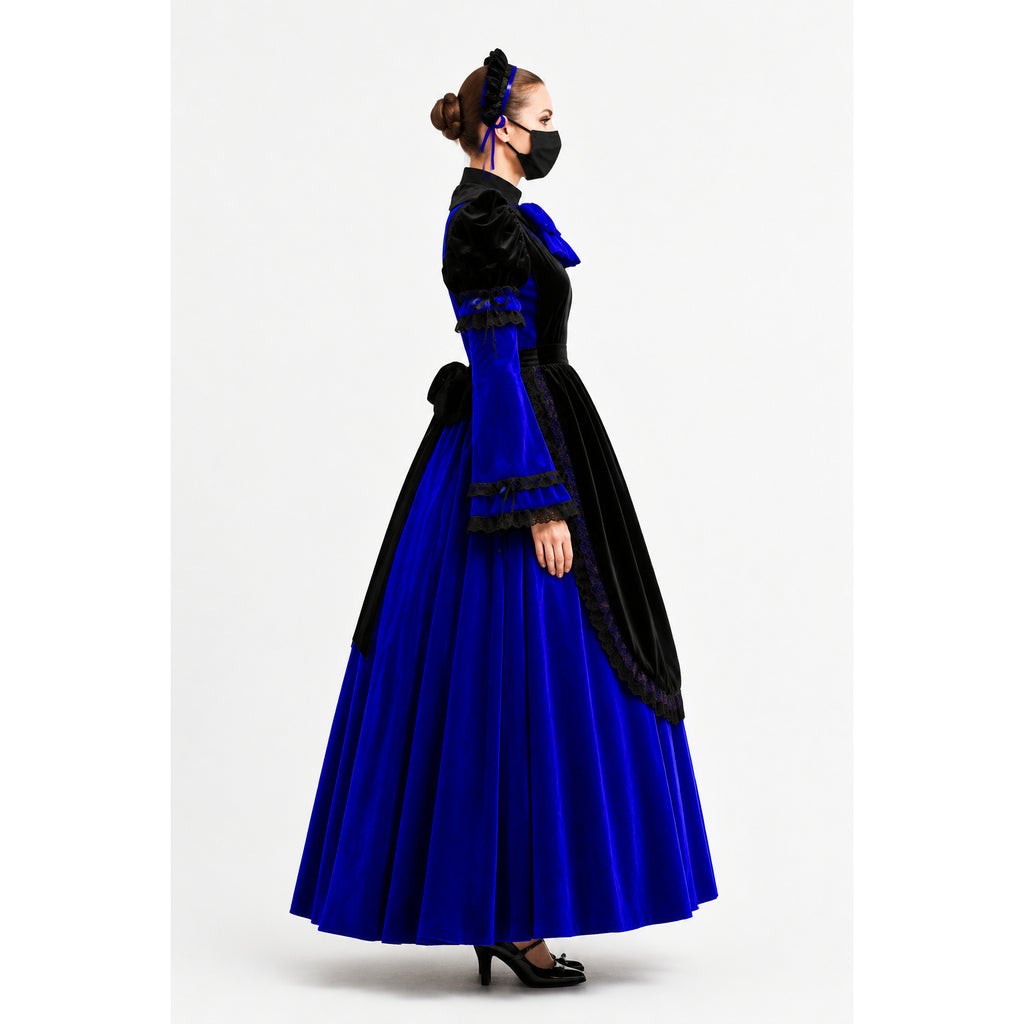 blaues Samtkleid G521
