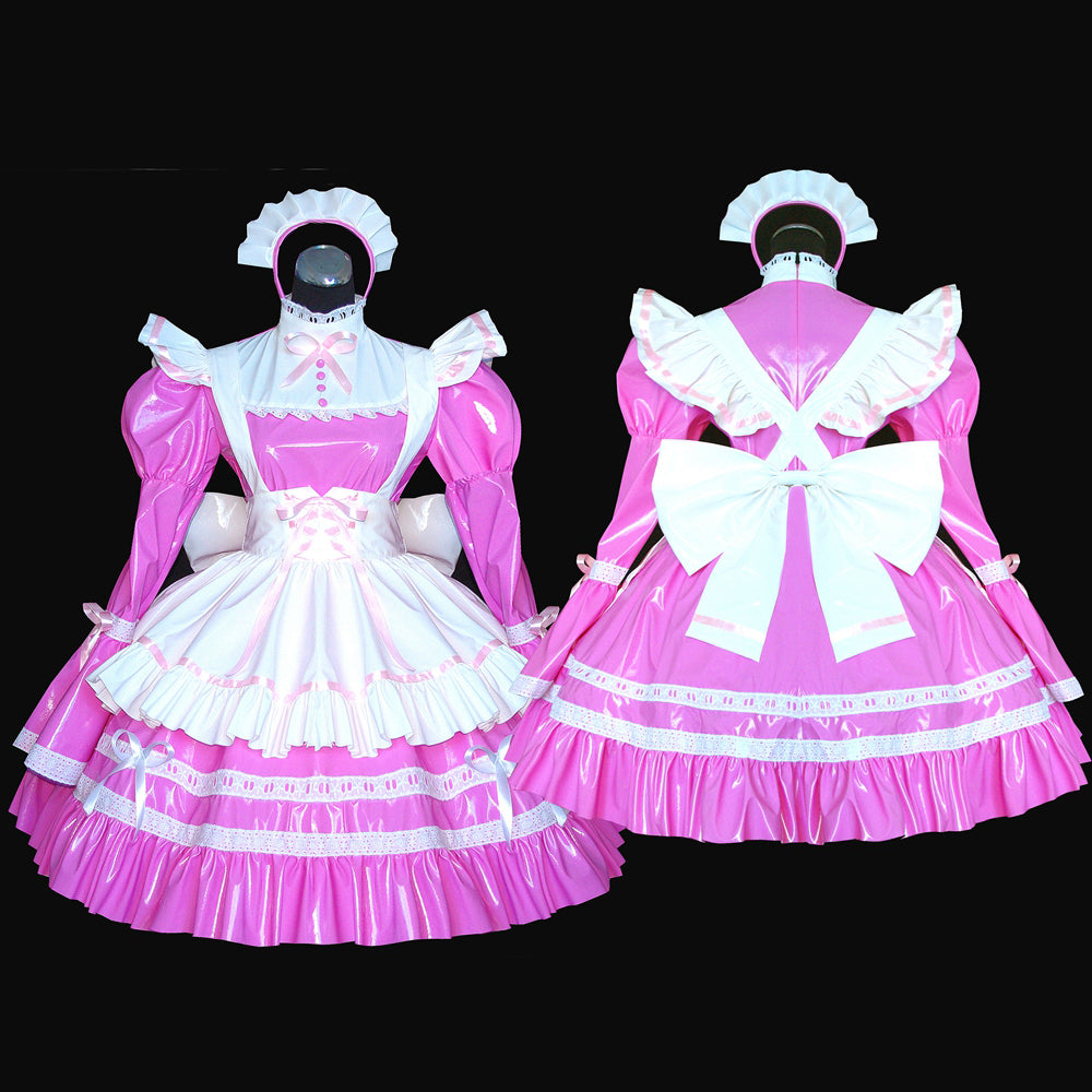 rosa dünnes PVC-Kleid G528
