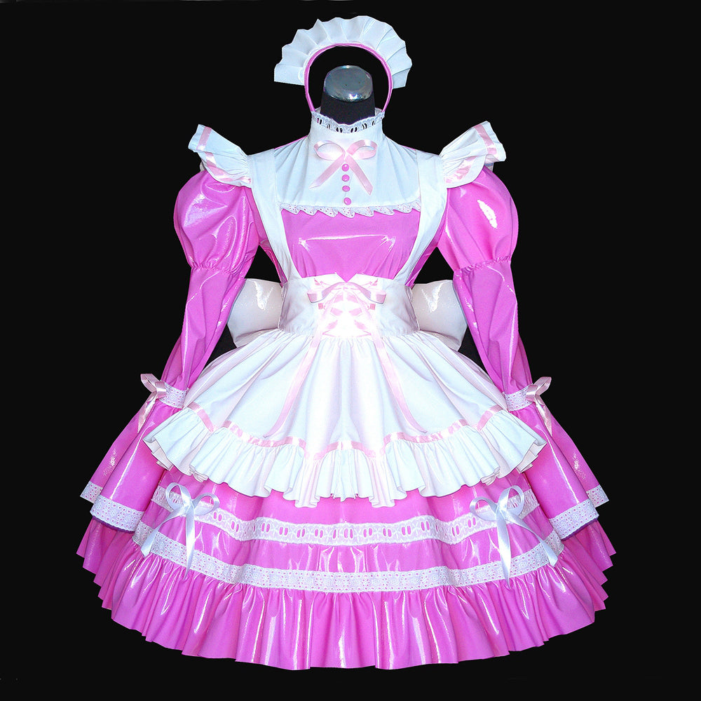rosa dünnes PVC-Kleid G528