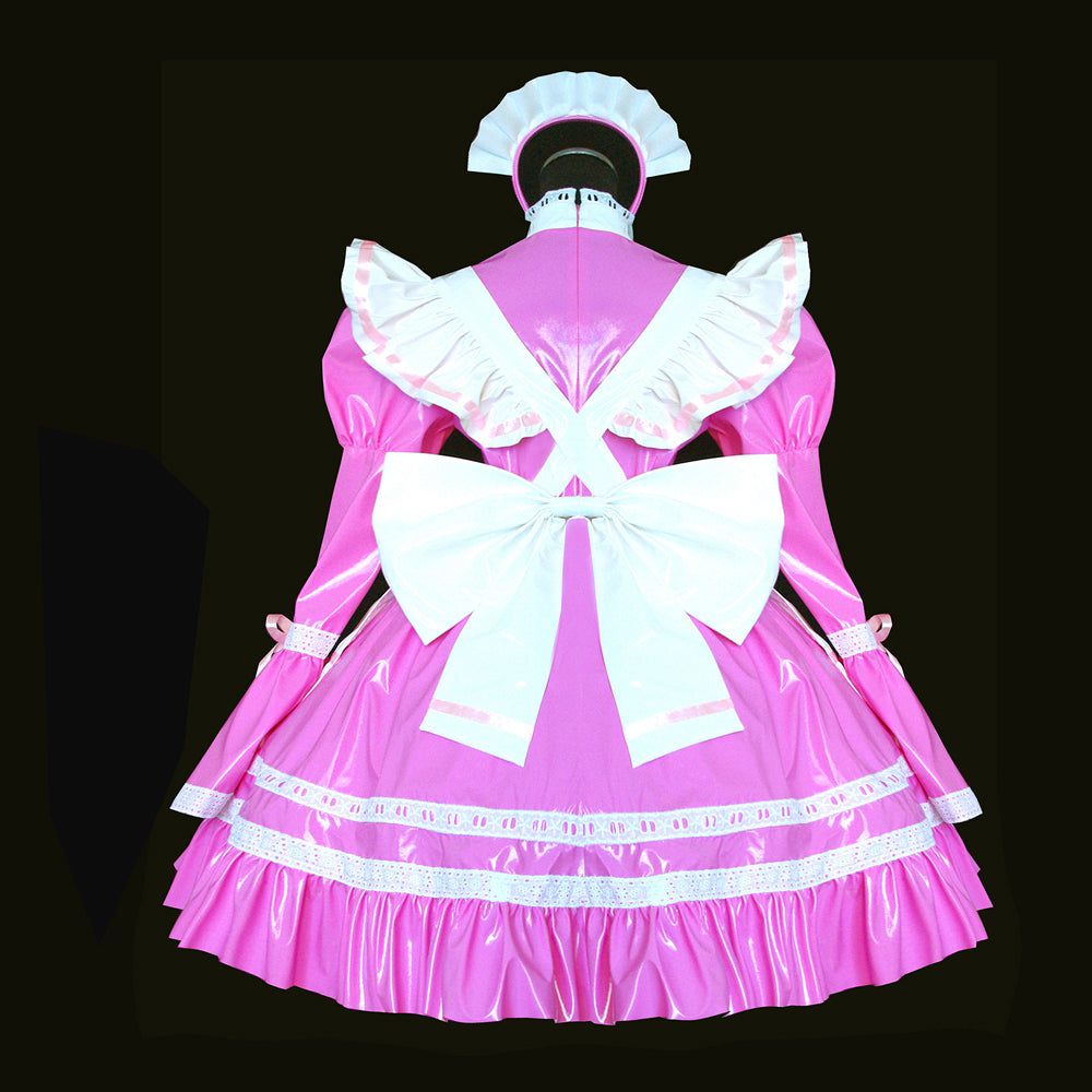 rosa dünnes PVC-Kleid G528