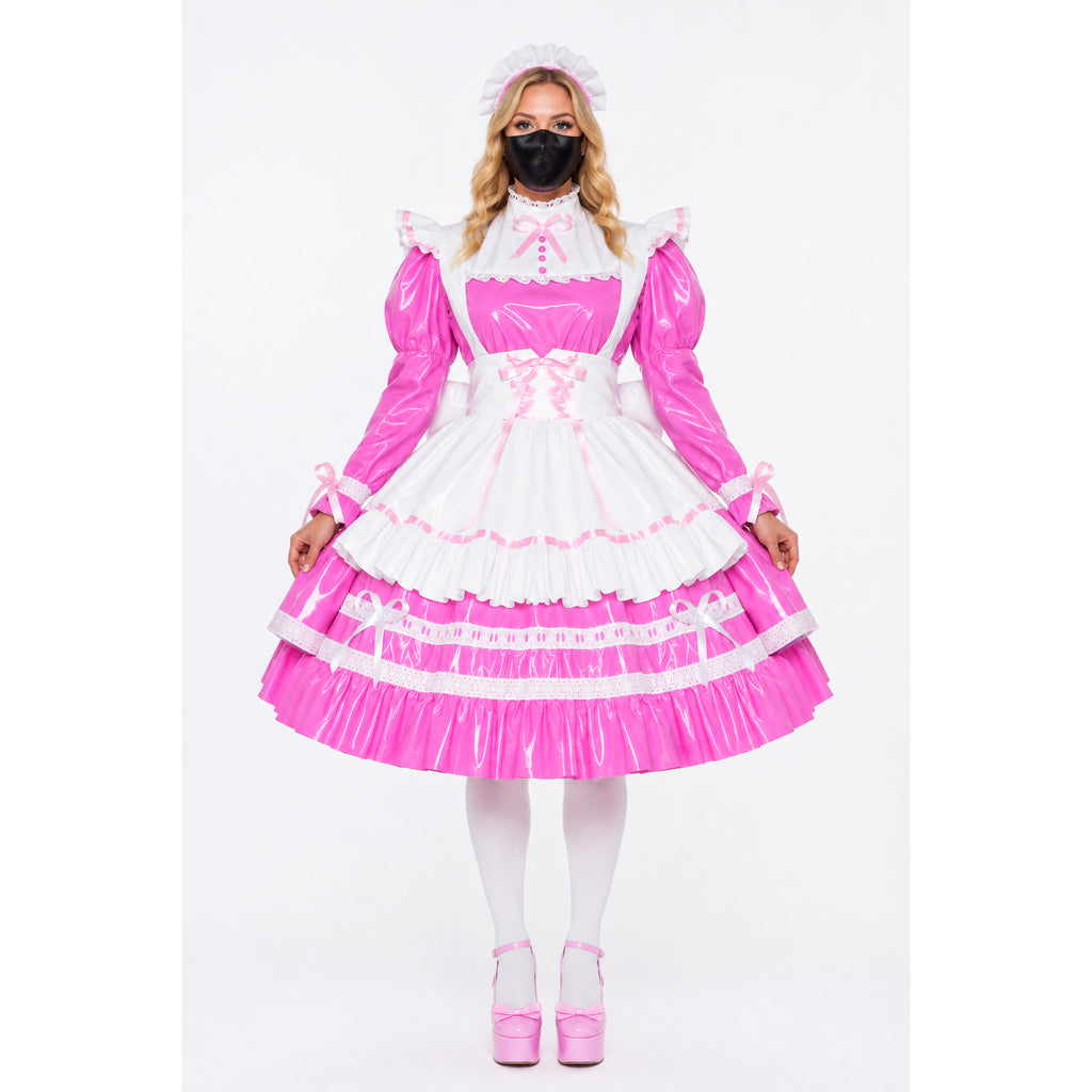 rosa dünnes PVC-Kleid G528