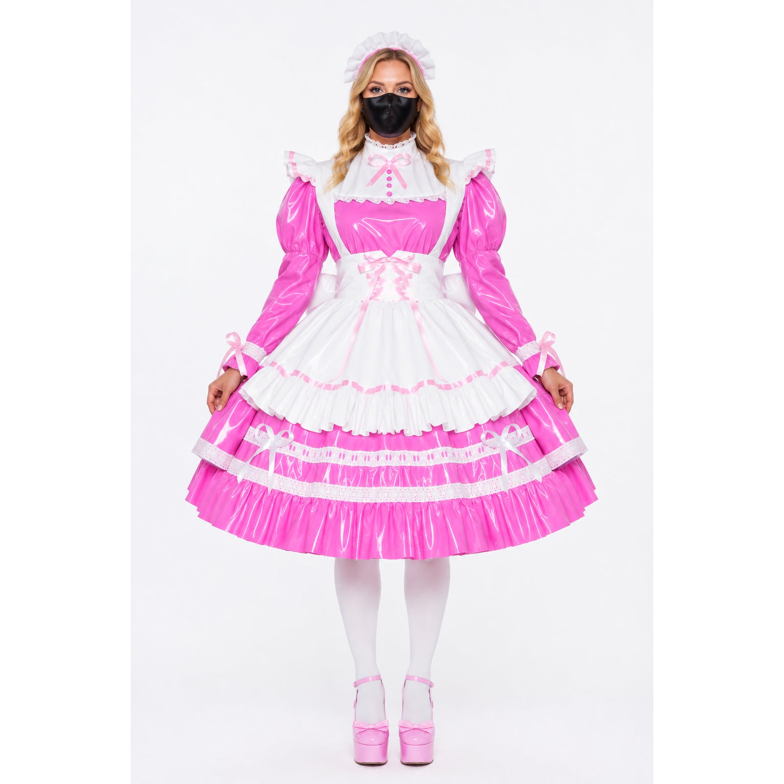 rosa dünnes PVC-Kleid G528