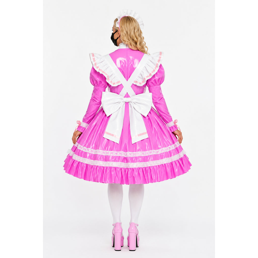 rosa dünnes PVC-Kleid G528