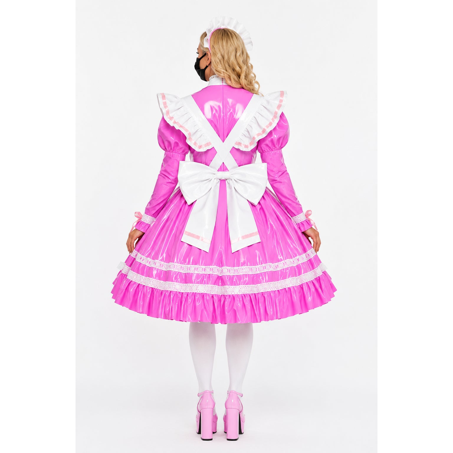 rosa dünnes PVC-Kleid G528