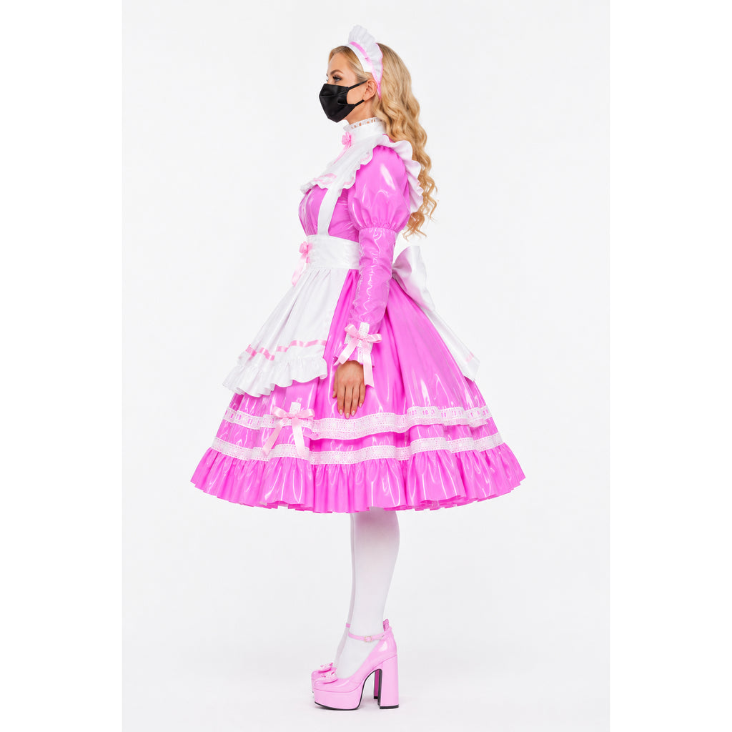 rosa dünnes PVC-Kleid G528