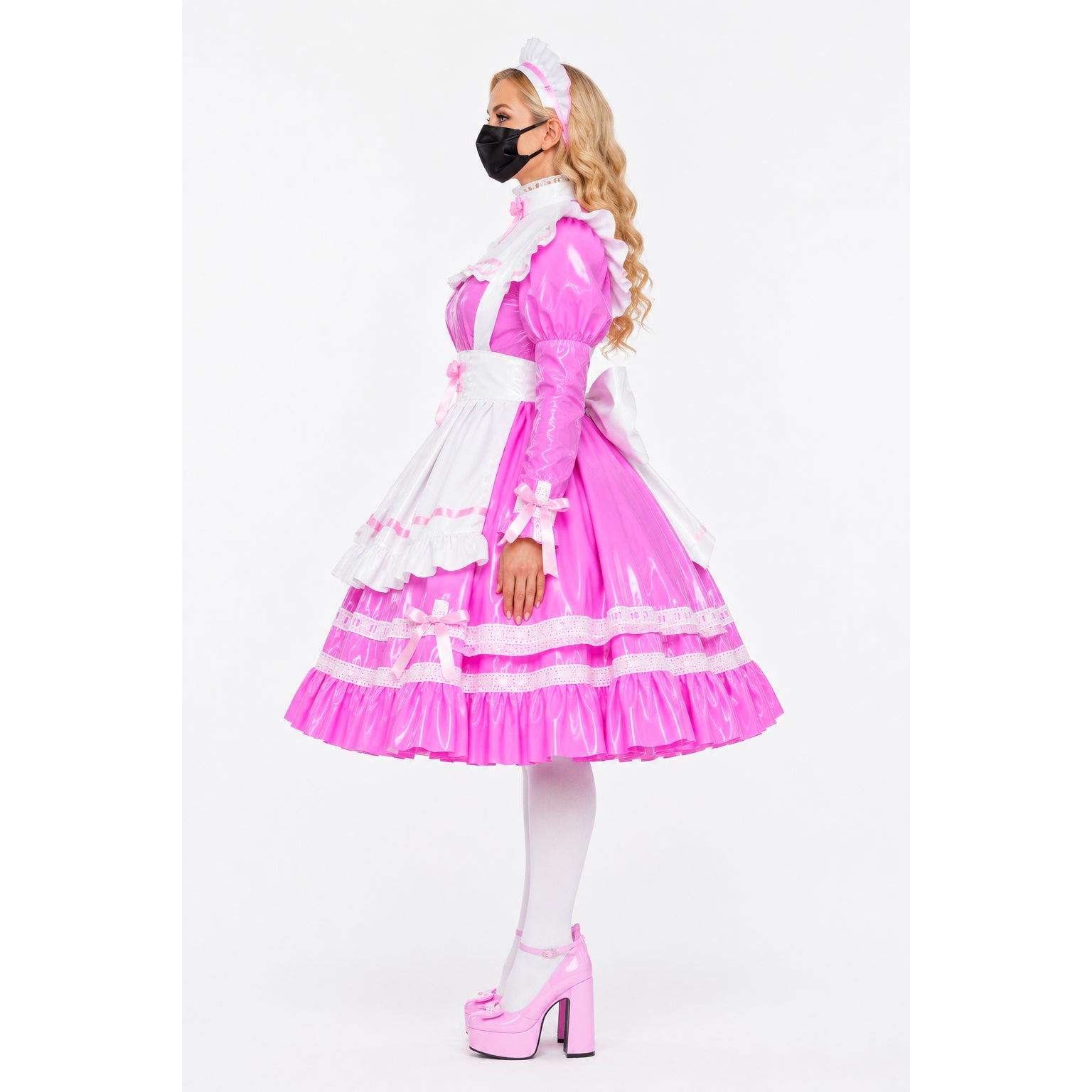 rosa dünnes PVC-Kleid G528