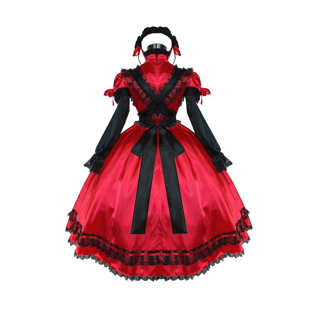 rotes Satinkleid G529
