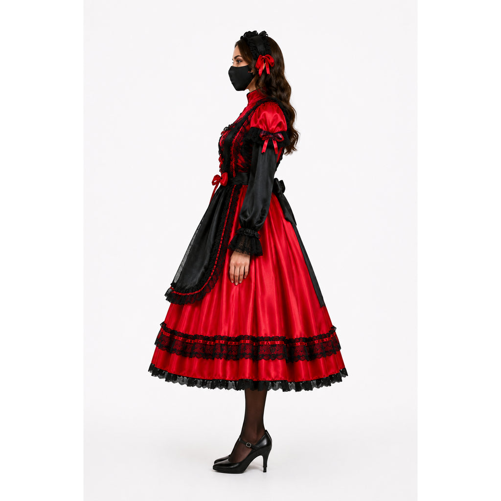 rotes Satinkleid G529