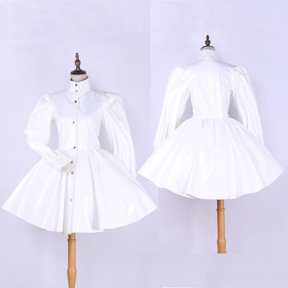 weißes, dünnes PVC-Kleid G535