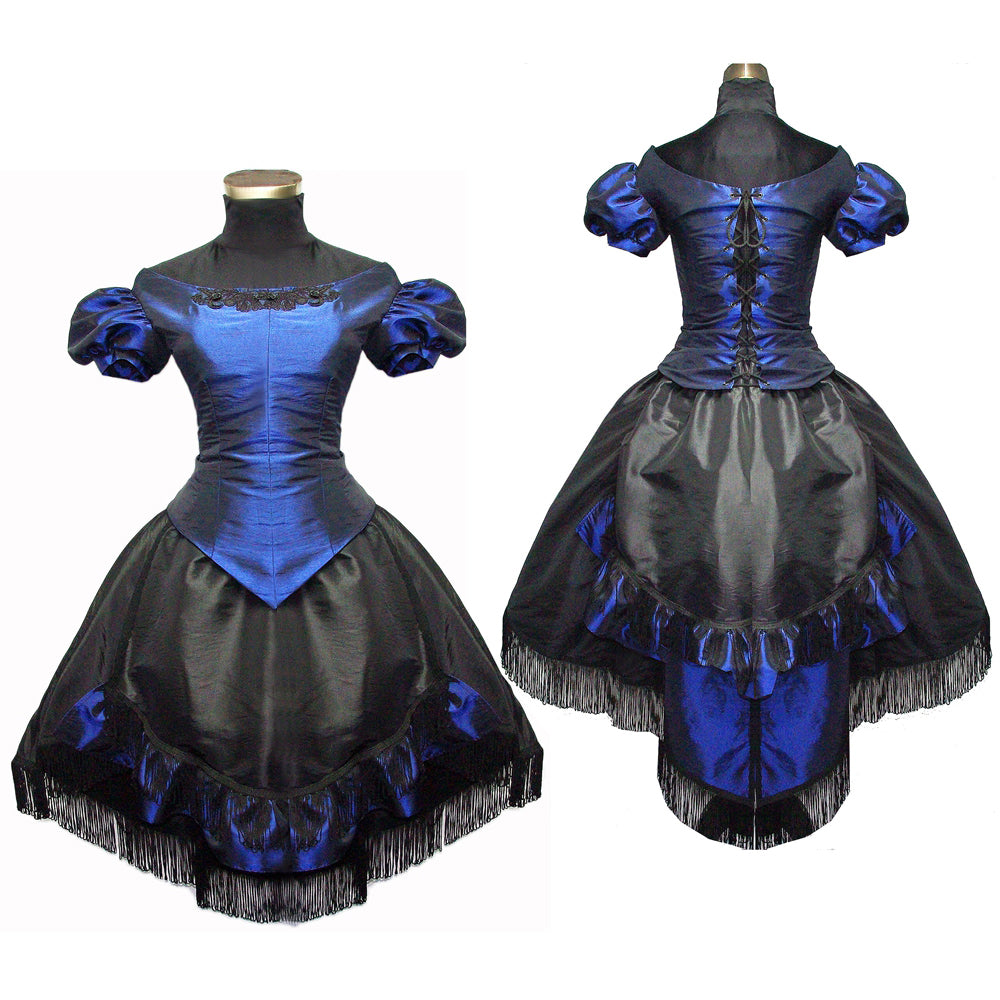 Blue and Black Gothic Victorian Costume Dress G543