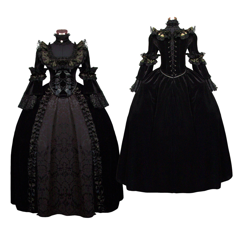 Black Gothic Victorian Lace-Up Dress G547