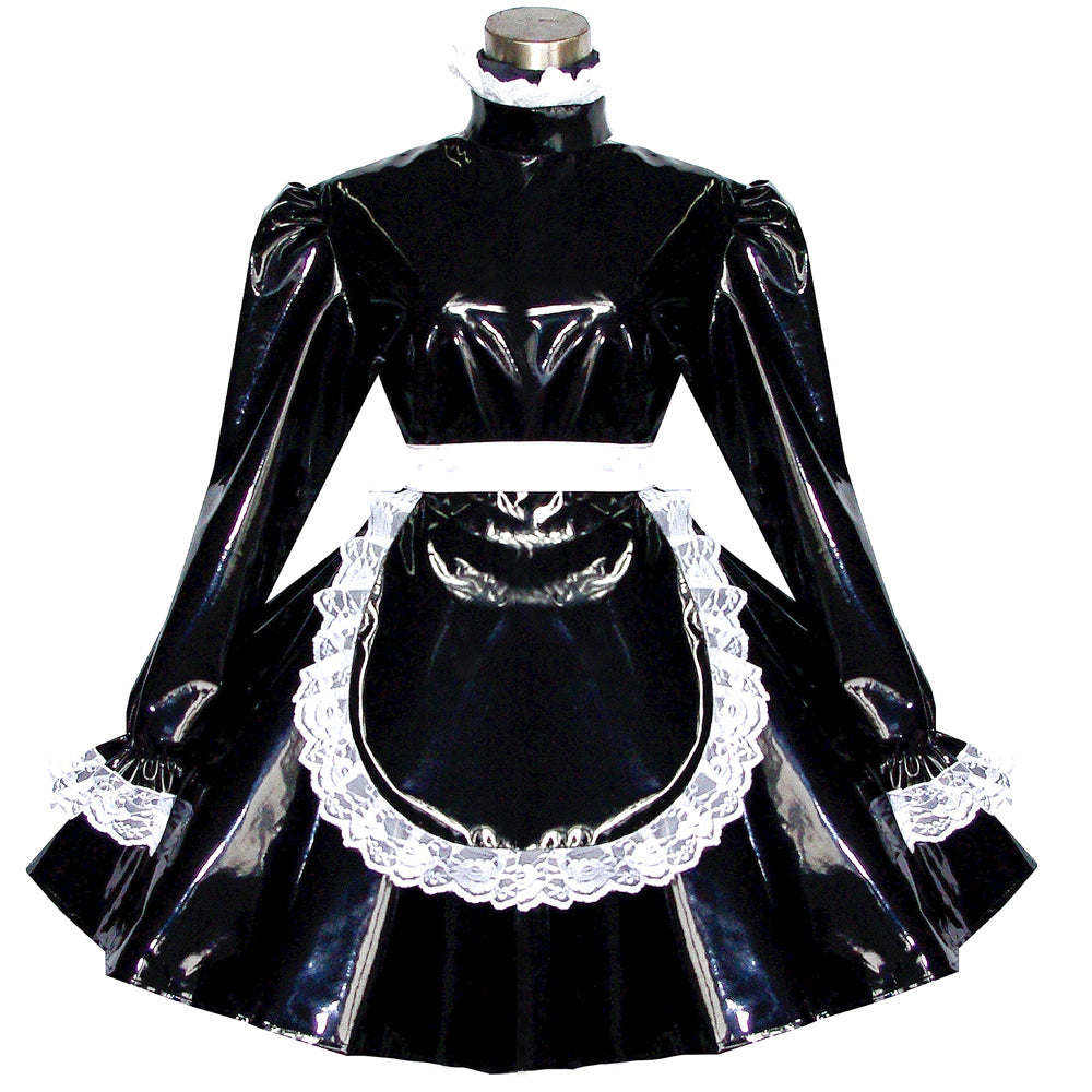 schwarzes, dünnes PVC-Kleid G551