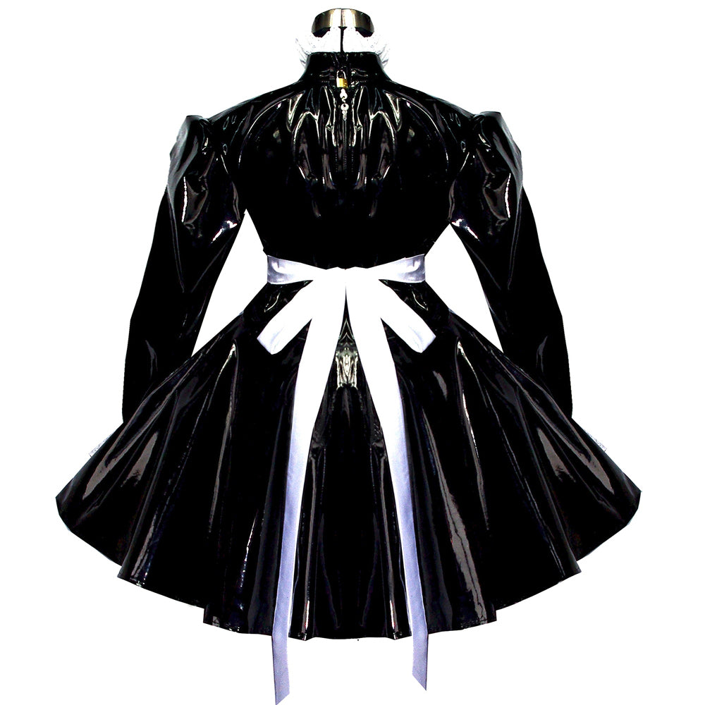 schwarzes, dünnes PVC-Kleid G551