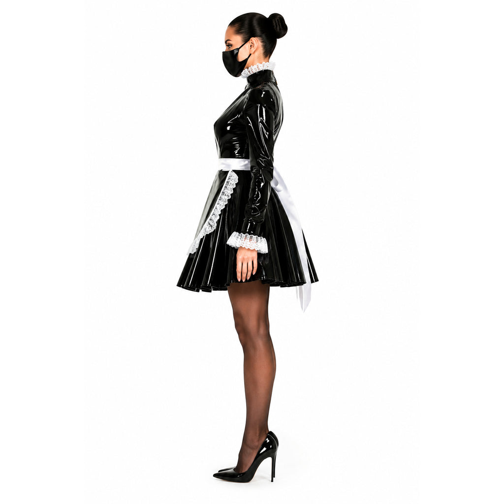 schwarzes, dünnes PVC-Kleid G551
