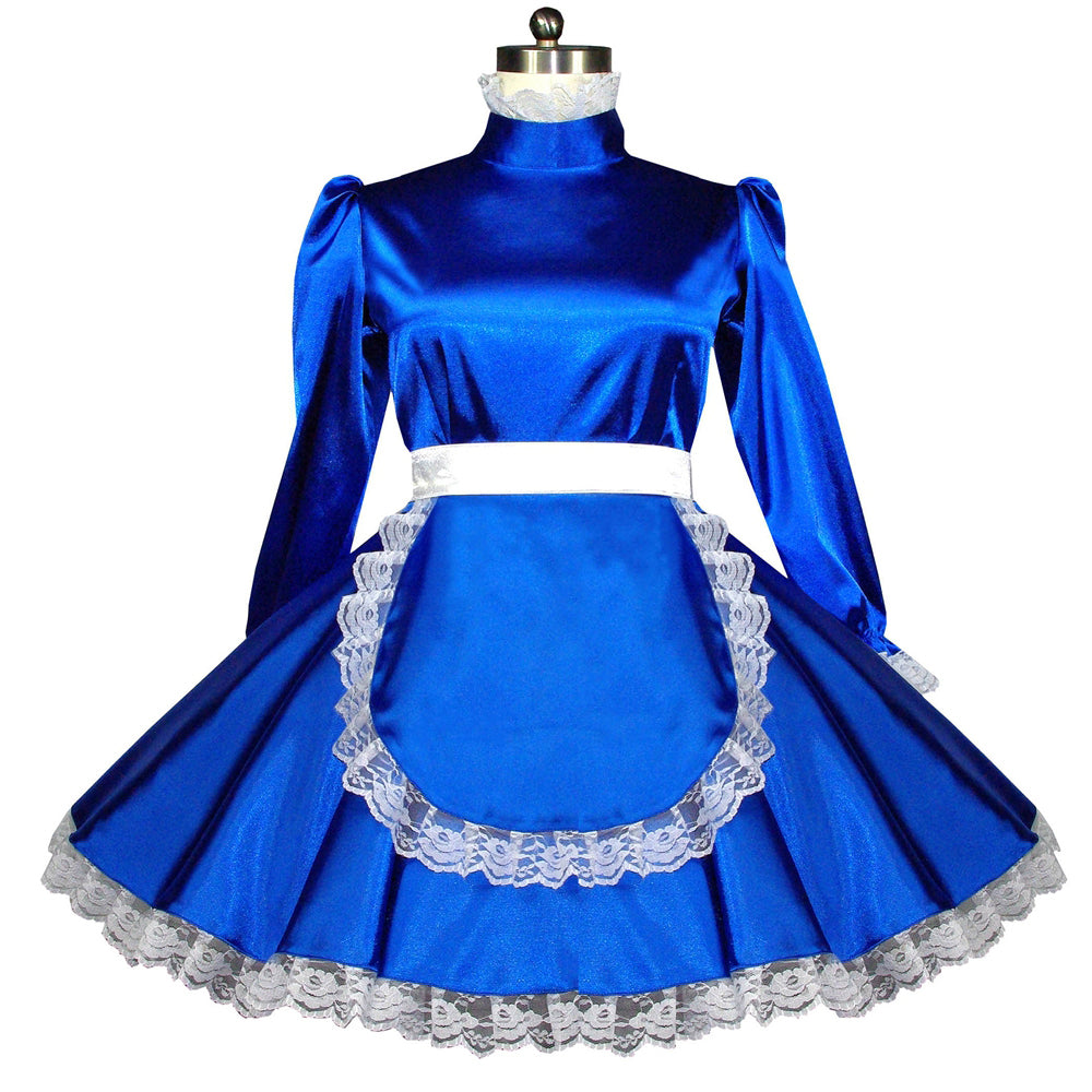 blaues Satinkleid G558