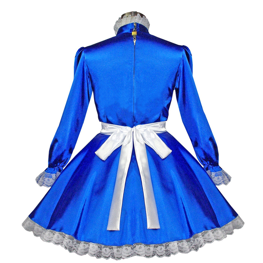 blaues Satinkleid G558