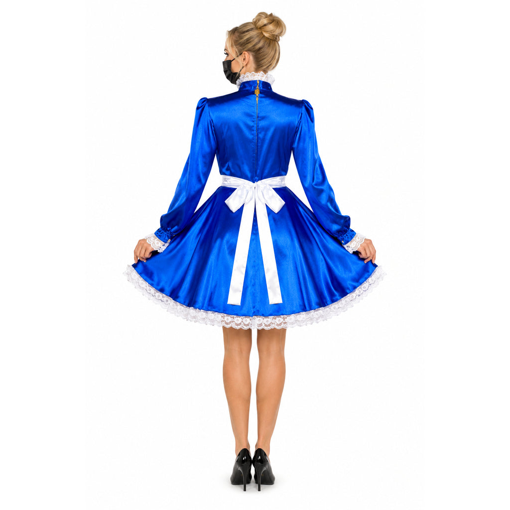 blaues Satinkleid G558
