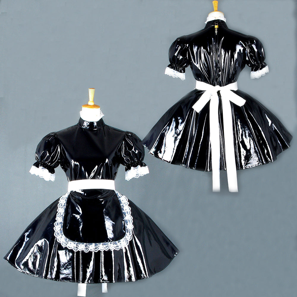 schwarzes enges PVC-Kleid G560