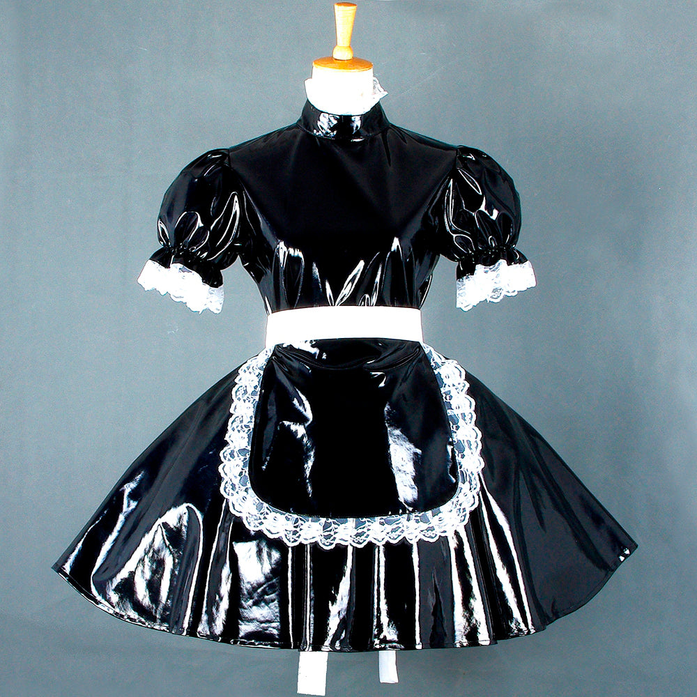 schwarzes enges PVC-Kleid G560