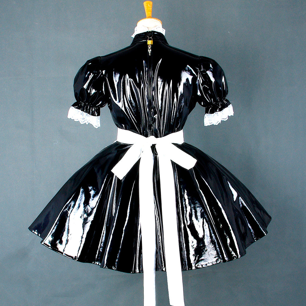 schwarzes enges PVC-Kleid G560