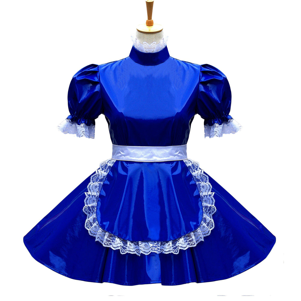 blaues dünnes PVC-Kleid G574