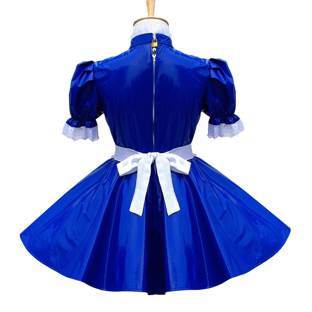 blaues dünnes PVC-Kleid G574