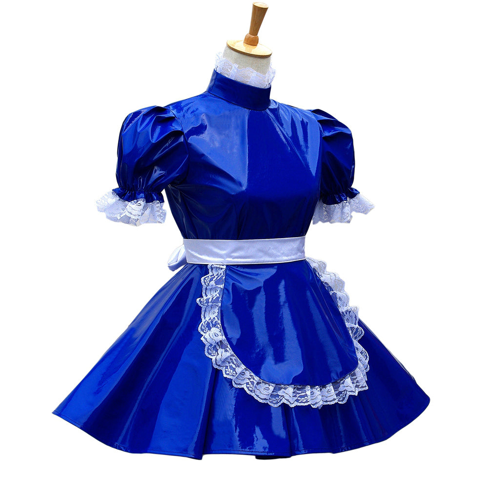 blaues dünnes PVC-Kleid G574