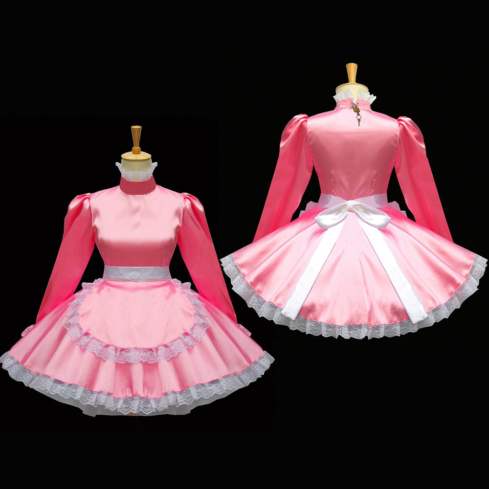 pinkes Satinkleid G577