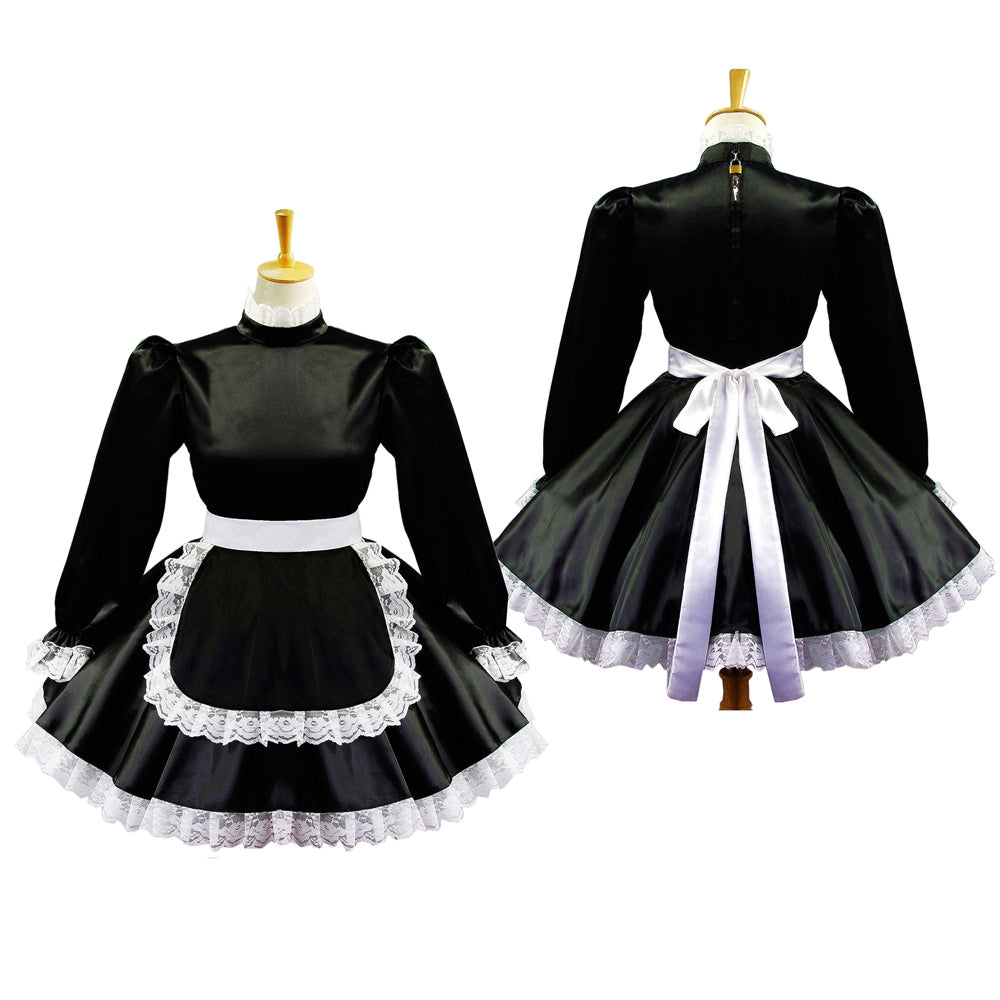 schwarzes Satinkleid G579