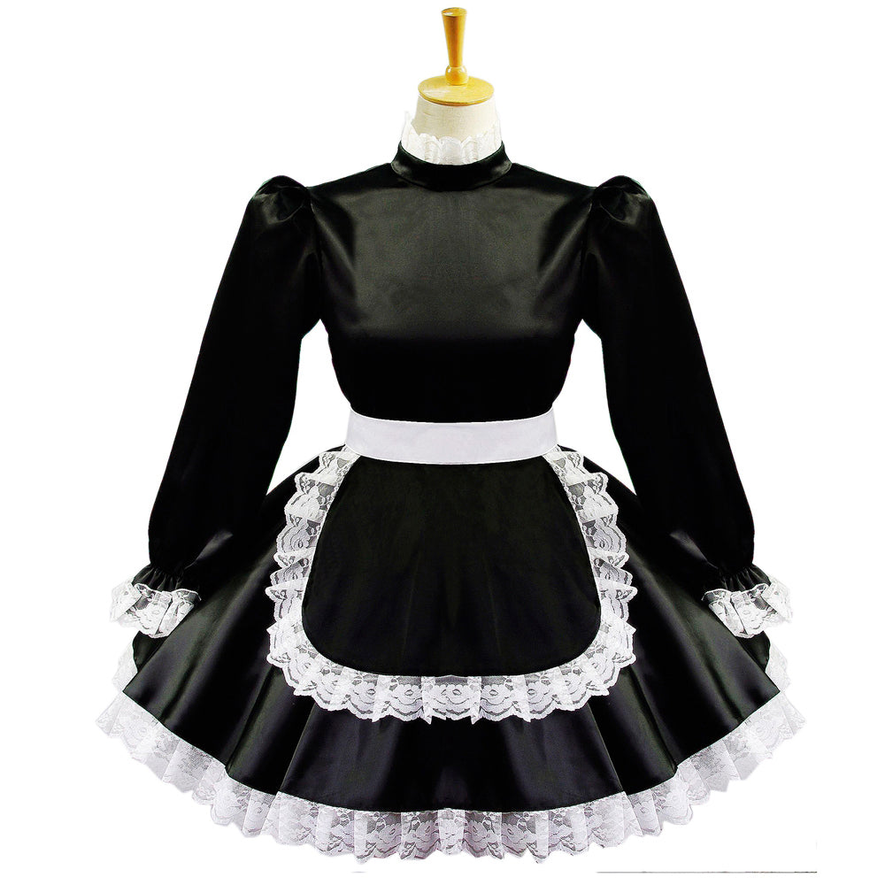 schwarzes Satinkleid G579