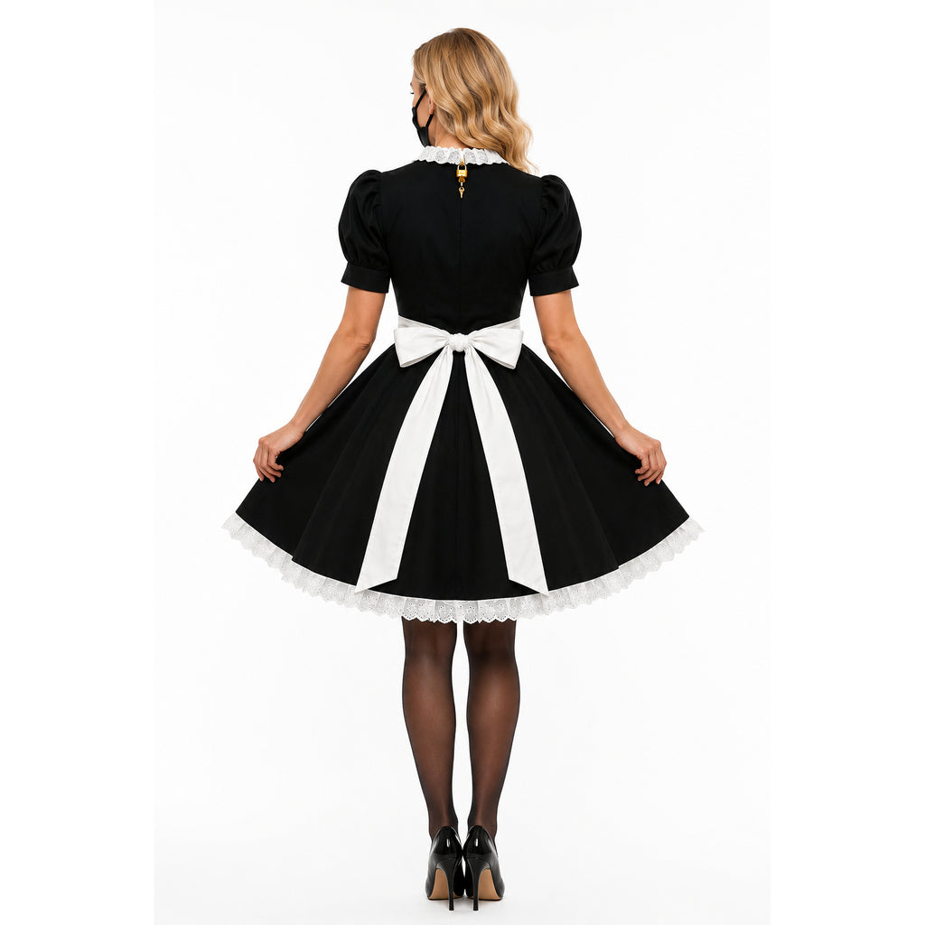 schwarzes Baumwollkleid G581
