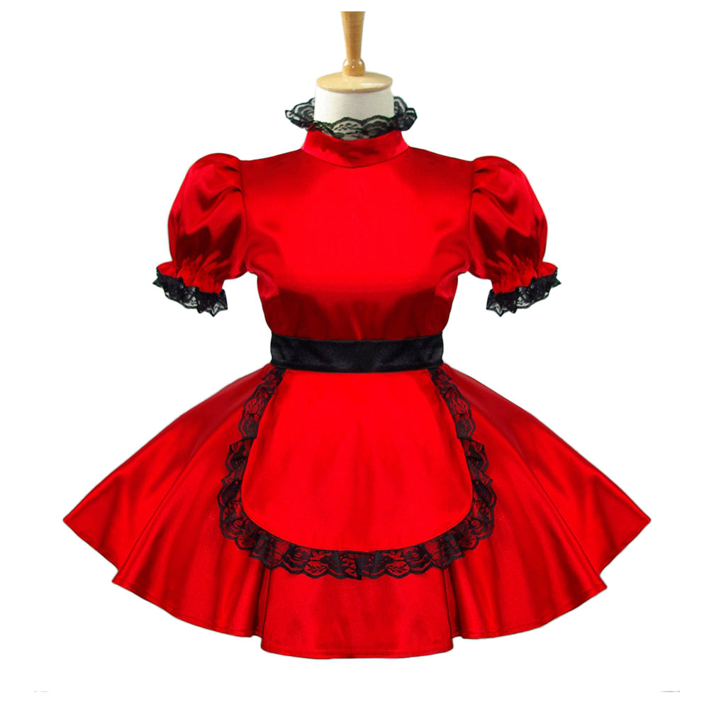 rotes Satinkleid G582
