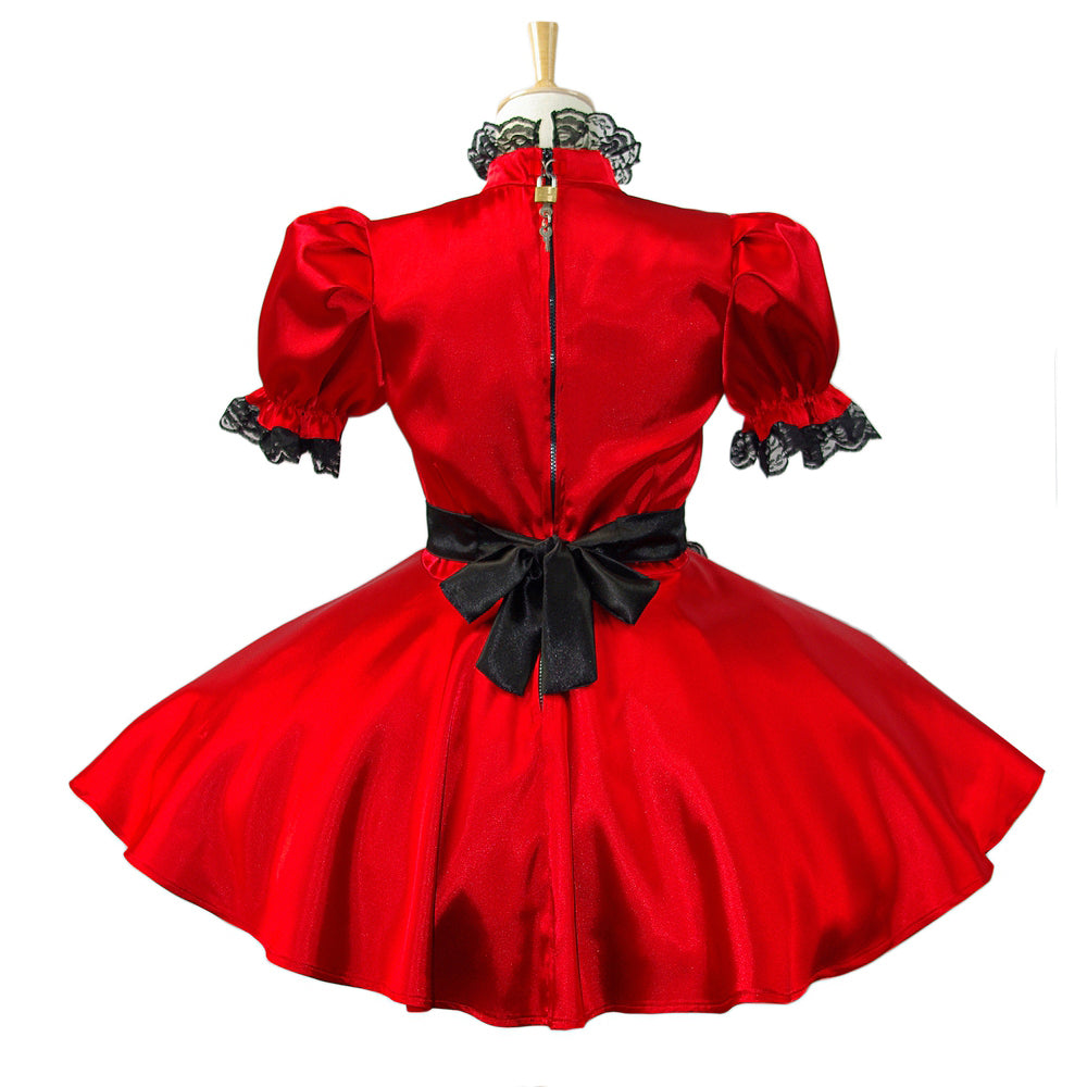 rotes Satinkleid G582