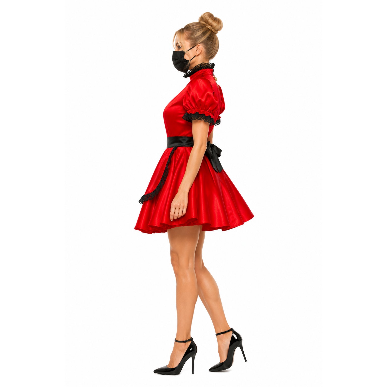 rotes Satinkleid G582