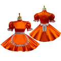 orangefarbenes Satinkleid G584