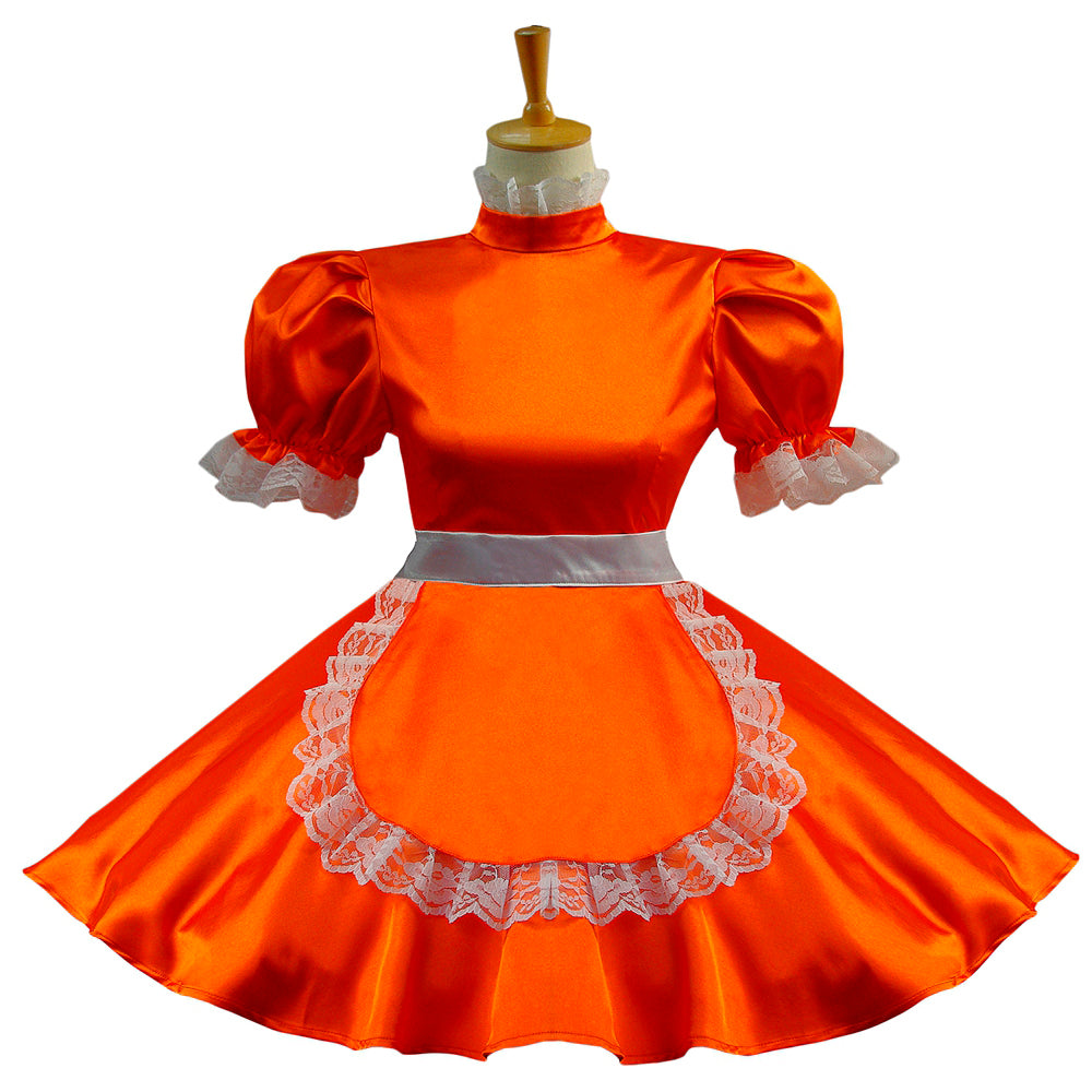 orangefarbenes Satinkleid G584