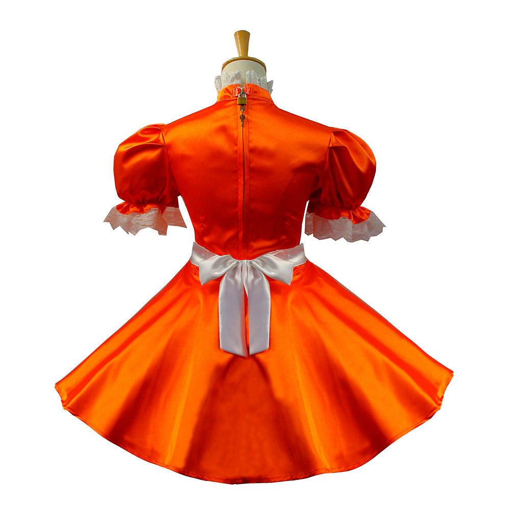 orangefarbenes Satinkleid G584