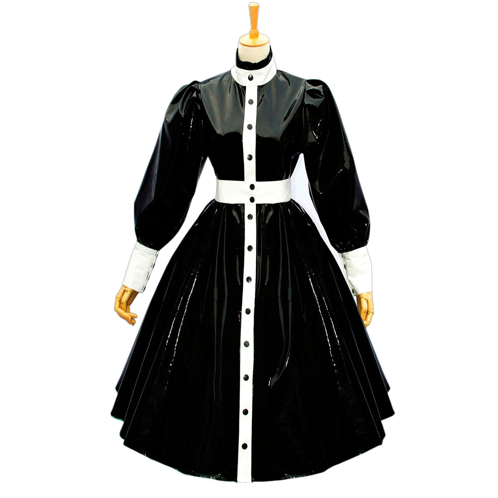 schwarzes, dünnes PVC-Kleid G585