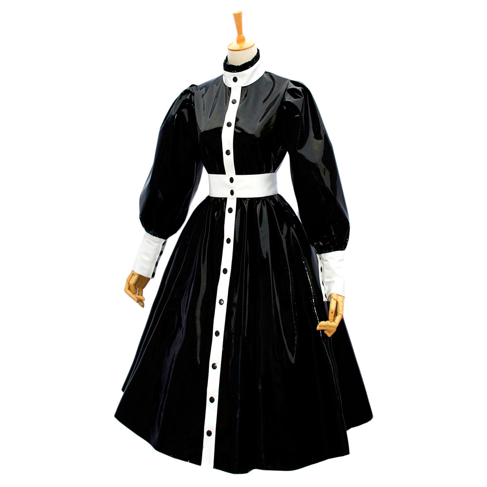 schwarzes, dünnes PVC-Kleid G585