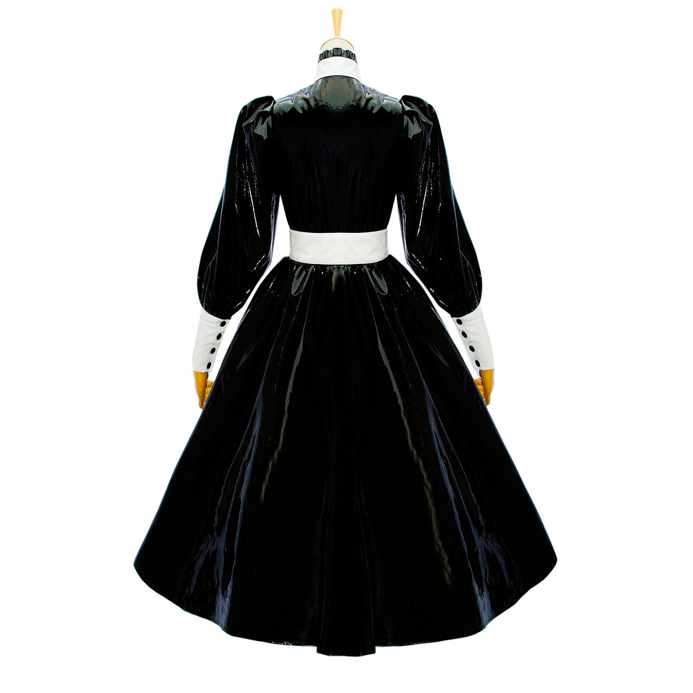 schwarzes, dünnes PVC-Kleid G585