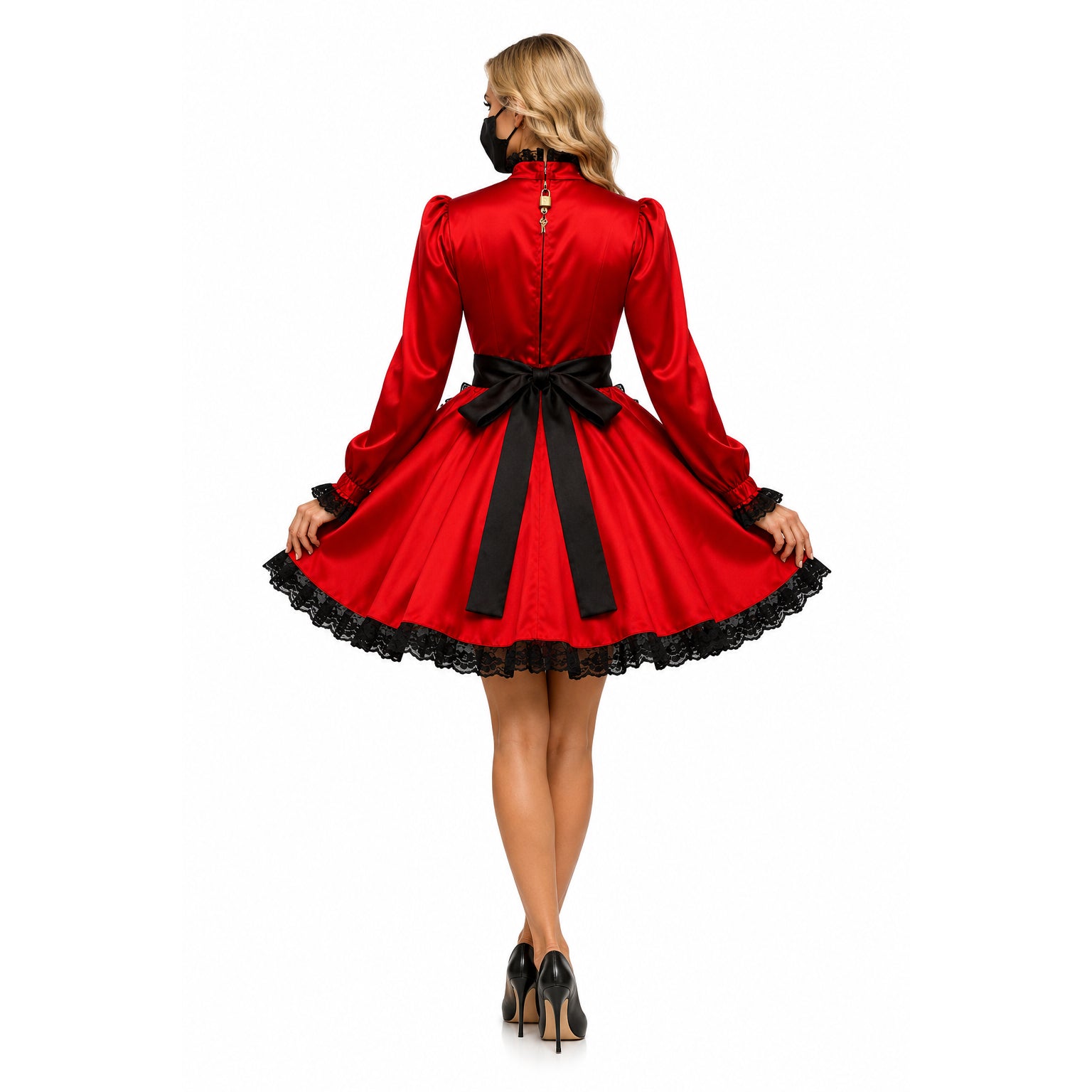 rotes Satinkleid G593