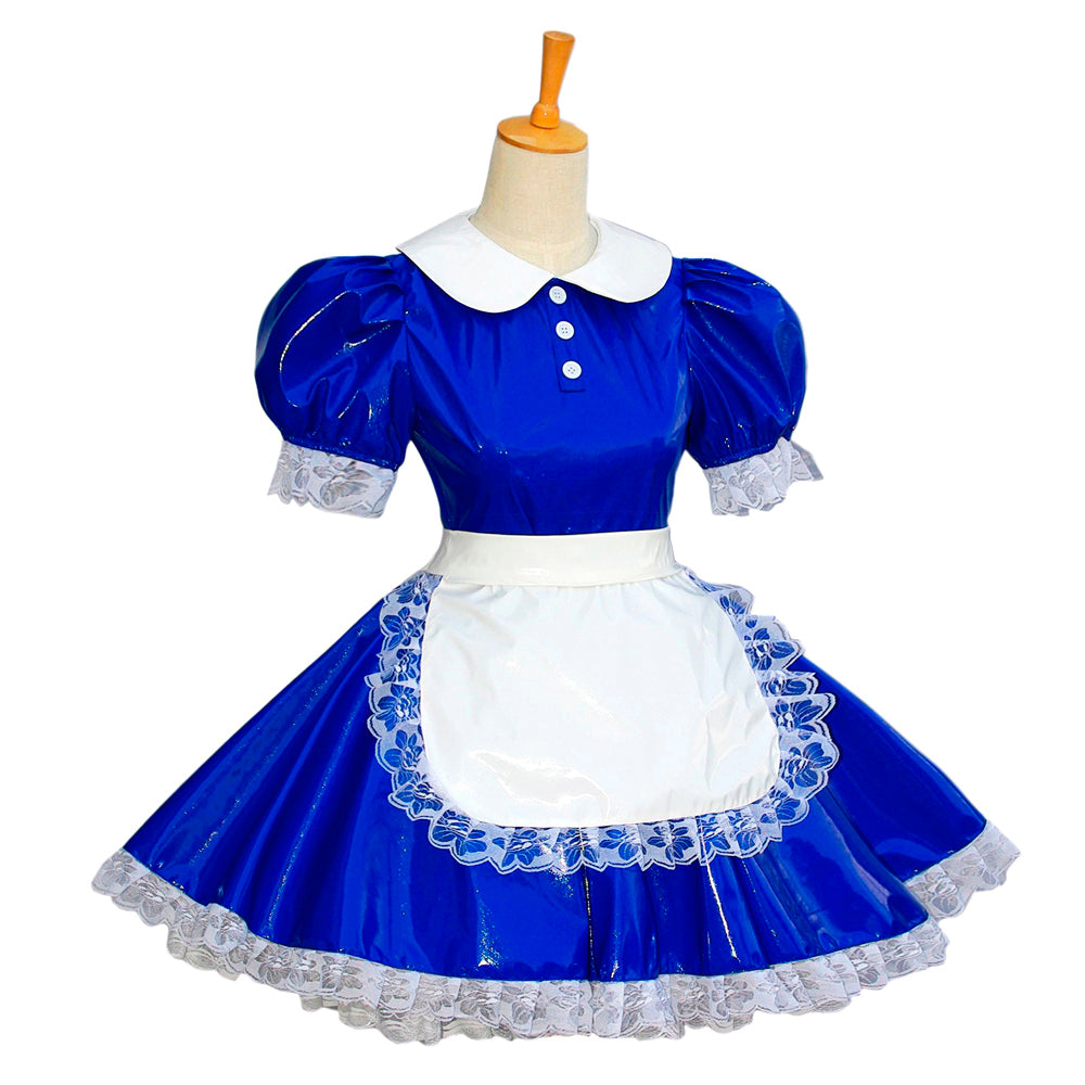 blaues, dünnes PVC-Kleid G602