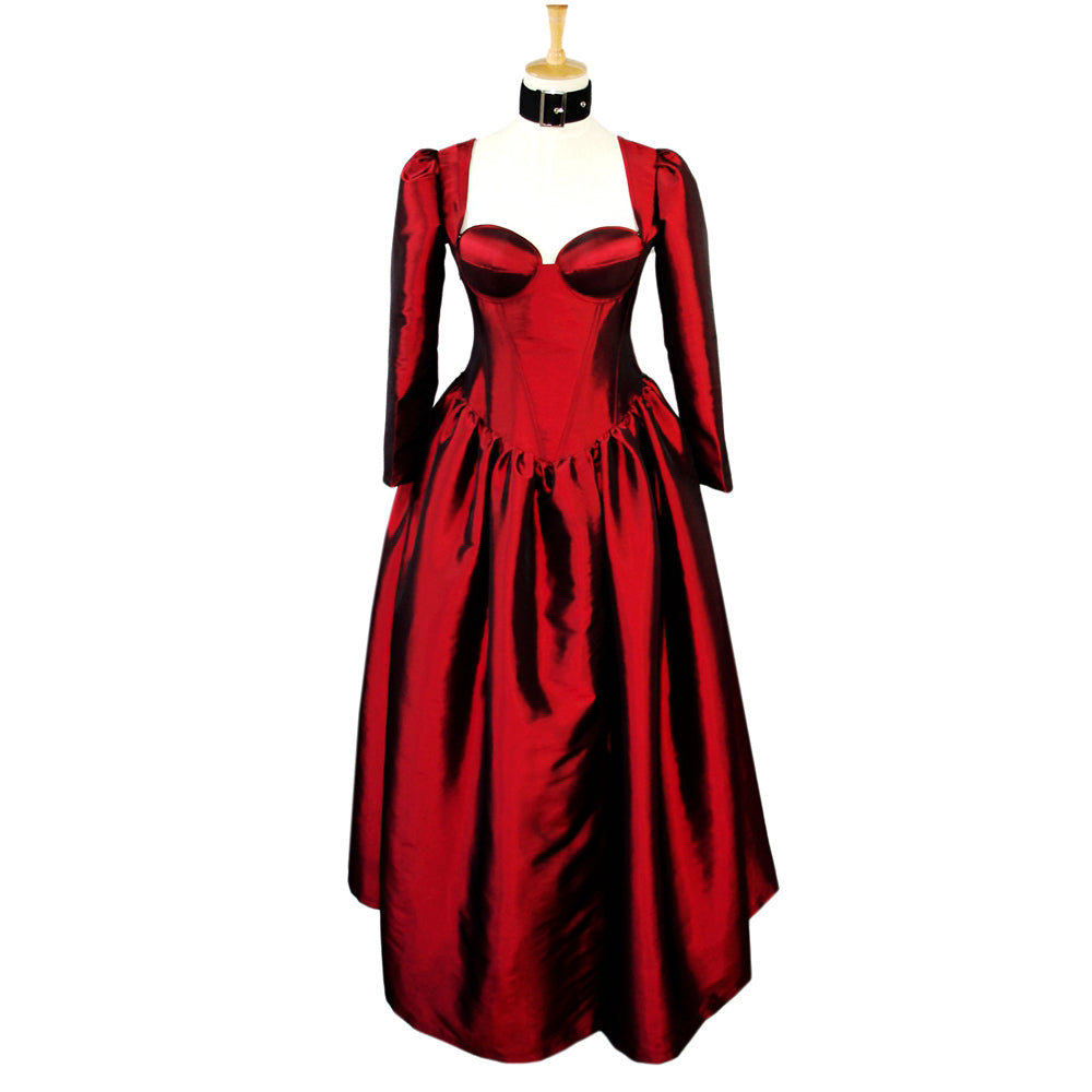 rotes Taftkleid G606