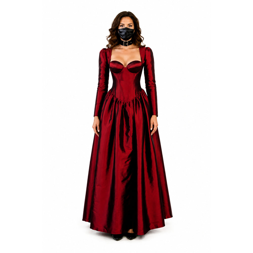 rotes Taftkleid G606