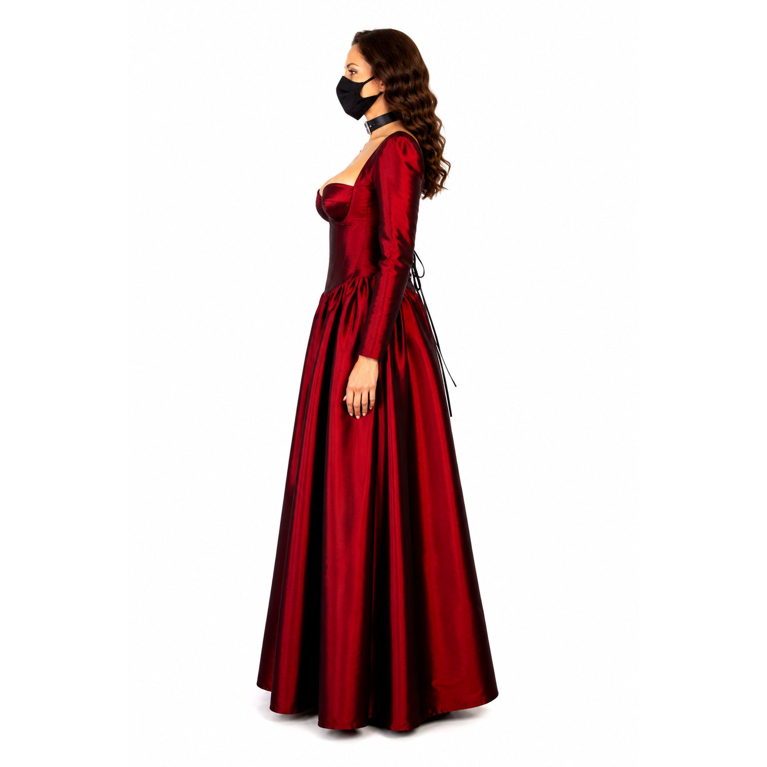 rotes Taftkleid G606