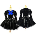 schwarzes dünnes PVC-Kleid G613