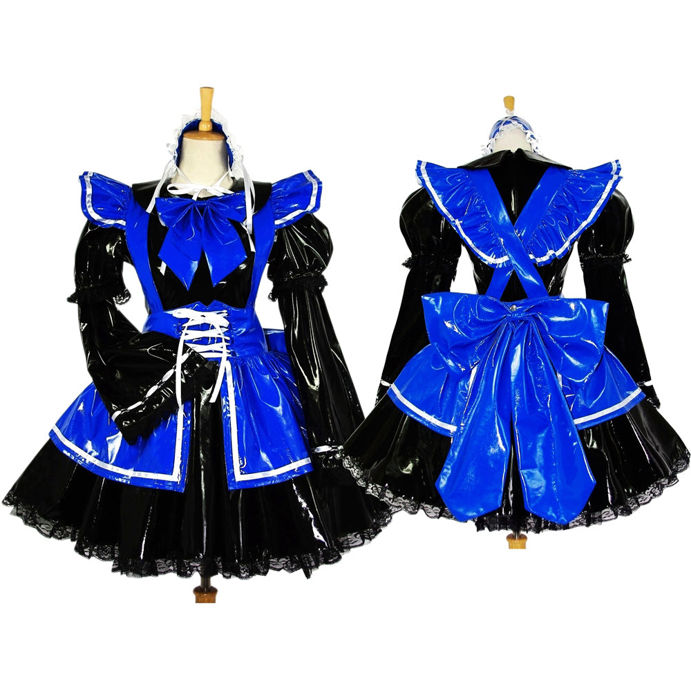 schwarzes dünnes PVC-Kleid G614