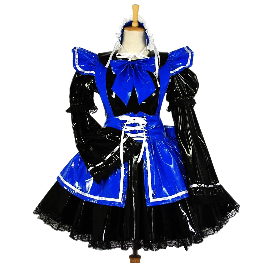 schwarzes dünnes PVC-Kleid G614
