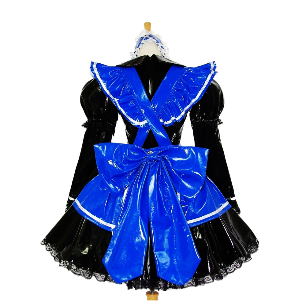 schwarzes dünnes PVC-Kleid G614