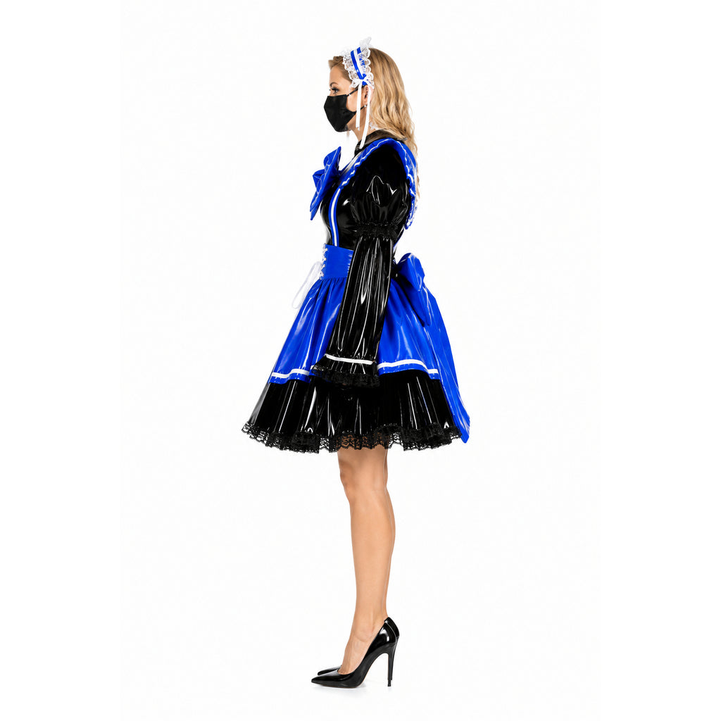 schwarzes dünnes PVC-Kleid G614